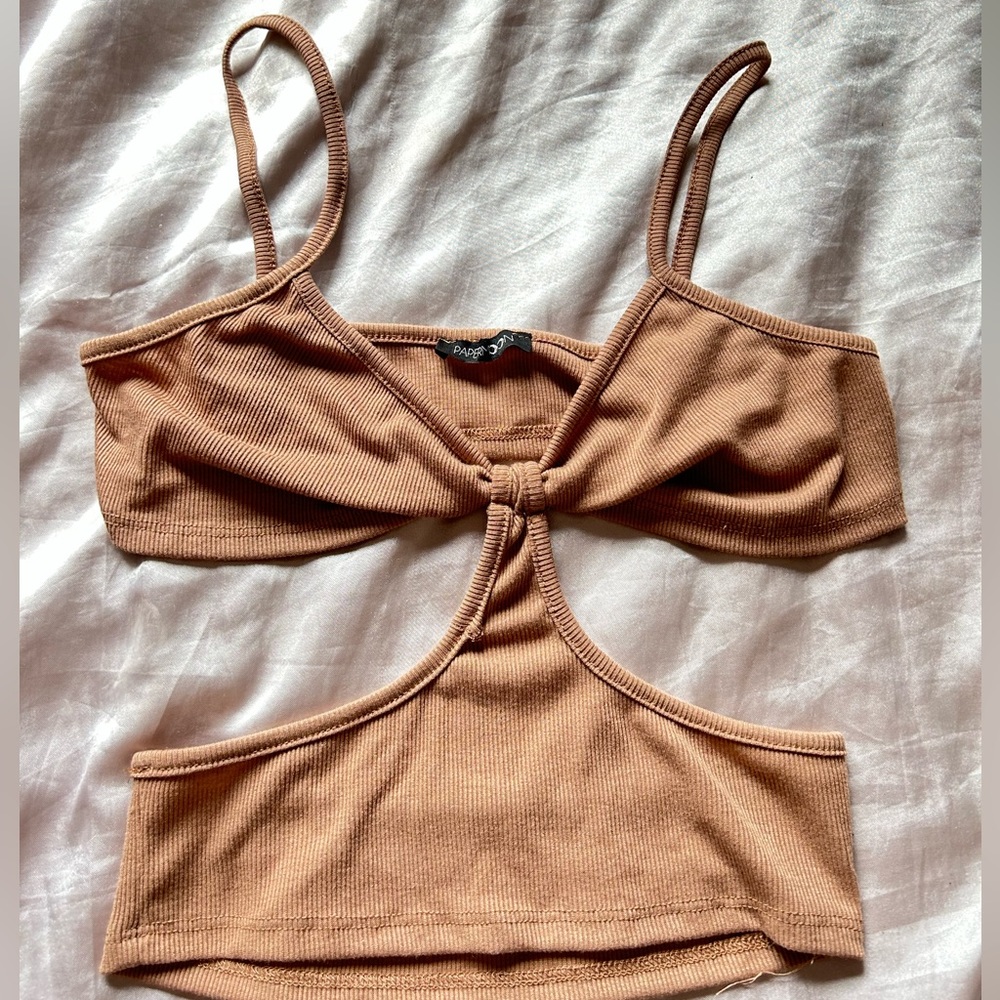 brown sorta two piece top